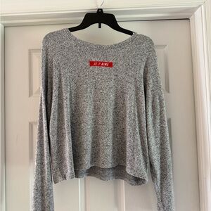 Forever 21 Gray Je t’aime Long Sleeve sweater